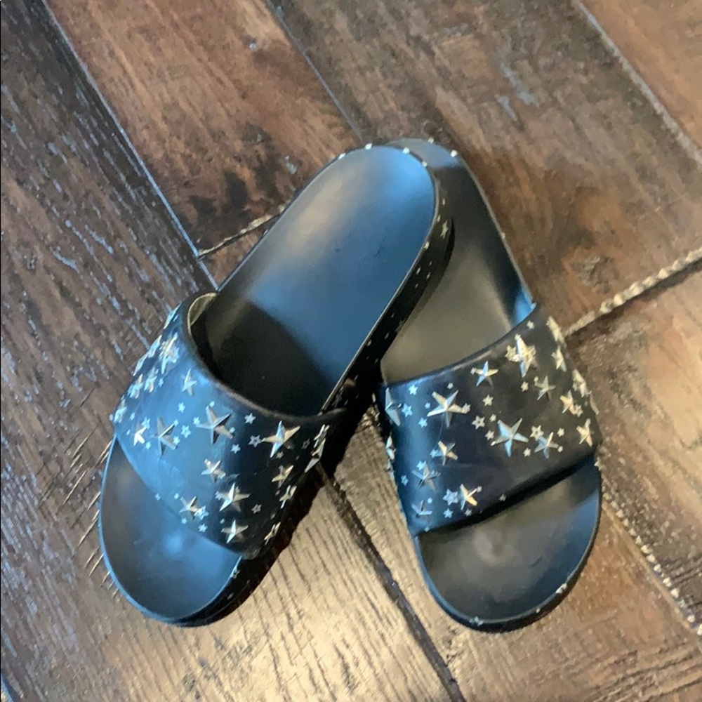 TORY BURCH black leather slides size 8